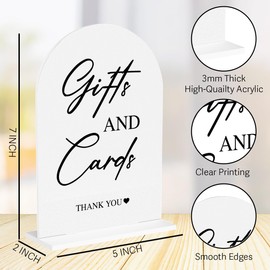 Cards and Gifts Sign for Wedding Acrylic Arch Wedding Bridal Shower Baby Shower Welcome Table Signs for Ceremony and Reception Decor 7 x 5 Inches
