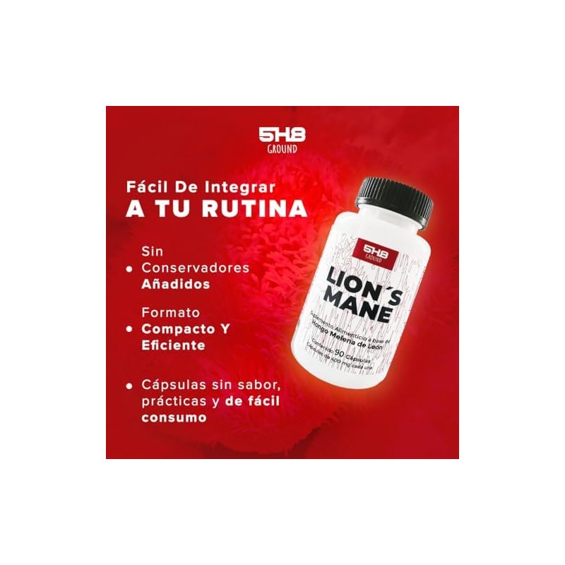 Melena de León Lions Mane Adaptógeno Con Magnesio Memoria 5H8