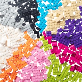 SCS Direct Building Bricks - 500 Pc Big Bag of Bricks Bulk Glow in The Dark and Neon-Colored Blocks with 27 Roof Pieces - Tight Fit with All Major Brands