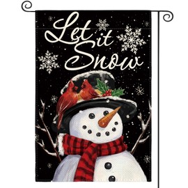 AVOIN colorlife Let It Snow Snowman Snowflake Christmas Garden Flag 12x18 Inch Double Sided, Black Winter Farmhouse Yard Outdoor Decorative Flag