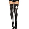 Music Legs Gothic cross thigh hi, One Size Black/White