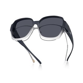 Meeloog Polarised Over Glasses Sunglasses for Men and Women, UV400 Protection Sunglasses, Square Oversized Glasses for Driving DEMST2106, D1 Gray Frame/Gray Lens