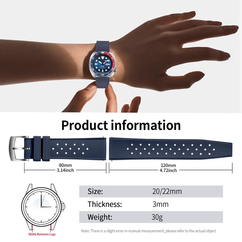 ULLCHRO FKM Rubber Watch Strap Quick Release Tropical Style Fluororubber