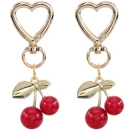 SOFPLATE 1 Box 2 Sets Heart Cherry Keychain Bulk Cute Keychain Accessories Kawaii Set Red Fruit Pendants Aesthetic Keyrings Charms for Bag Purse Backpack Car Keys Party Decoration Birthday Gifts Women