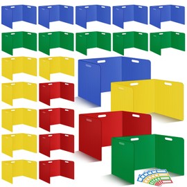 24 Pcs Desk Dividers for Students Classroom Plastic Privacy Folders Muticolored Test Dividers for Students Desks Trifold Privacy Panel Partitions for School Teacher Supplies (24pcs Muticolored)