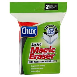 Chux Magic Eraser Big Job, Extra Thick Cleaning Pad with Absorbent Wiping Layer, 2 Count