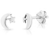 Small Silver Studs Earrings - Half Moon Earrings - Sterling