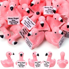 32pcs Positive Mini Flamingo Figurines - Cute Emotional Tiny Animals Flamingo Decorations Inspirational Motivational Gift with Encouragement Words for Colleague Staff Teacher