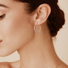 JIAYIQI Sterling Silver Hoop Earrings for Women 18K White Gold Plated Big Hoop Earrings for Women Valentine's Day Jewelry Hypoallergenic Diameter 30 mm