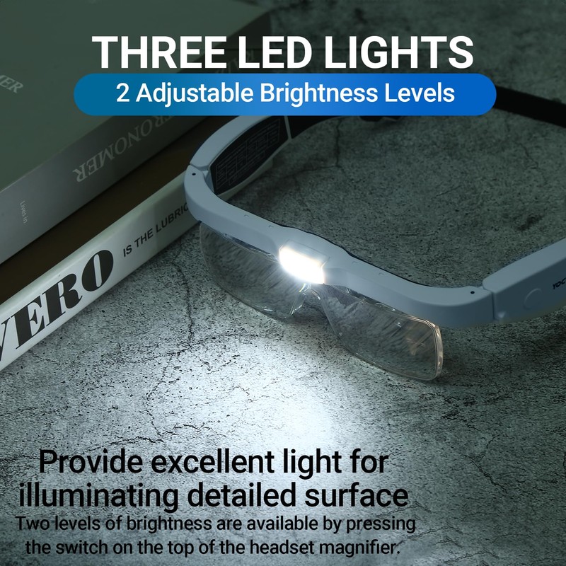 YOCTOSUN Magnifying Glasses for Close Work with 3 LED Lights,