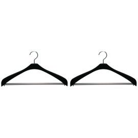 Slim Slacks with Non-slip Stop Bar Hanger Width 16.5 inches (42 cm) [Reverse] Jacket Slim Stop 42 Black Swivel Hooks, Made in Japan, 2 Pieces