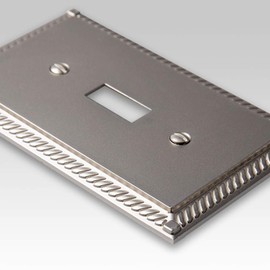 Amerelle Georgian Double Toggle Cast Metal Wallplate in Satin Nickel