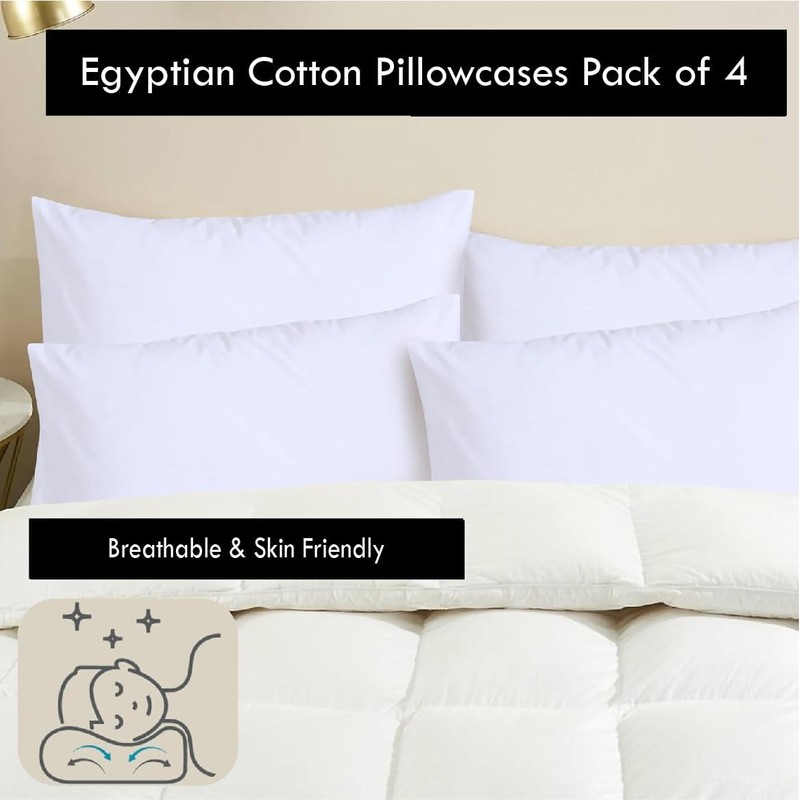Funky Gadgets Pillow Cases 4 Pack White 200 Thread Count
