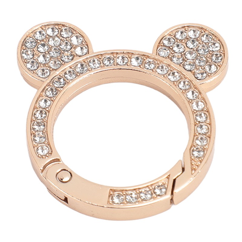 10pcs Rhinestone Spring O Rings Cute Bear Head Zinc Alloy