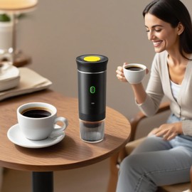 LUPATDY Kapsel Kaffeemaschine,Tragbare Kaffeemaschine,Camping Espressomaschine mit Akku,3 in 1 Reisekaffeemaschine, Kaffeemaschine to go,für Büro, Reisen, Camping, Haus (Schwarz)