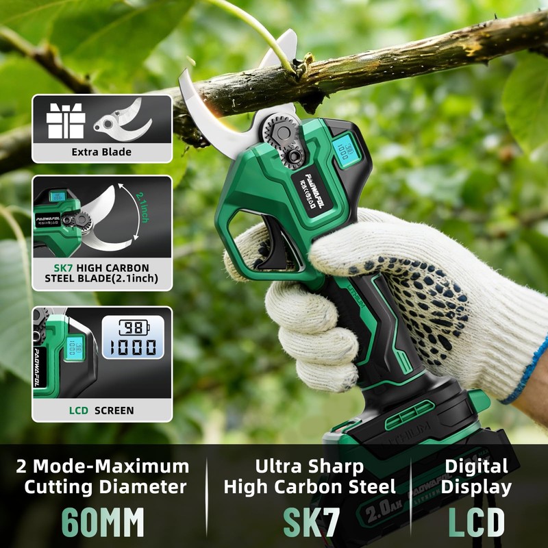 2.1“/54mm Electric Pruning Shears, Upgraded Cordless Electric Scissors, with Brushless