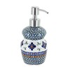 Blue Rose Polish Pottery - Green Mosaic Flower Soap Dispenser