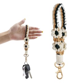 DWFEYOI Schlüsselanhänger Boho Geflochtener Schlüsselanhänger Kurzer Schlüsselband Quaste Anhänger Auto Schlüsselanhänger für Damen,geflochtene tasche