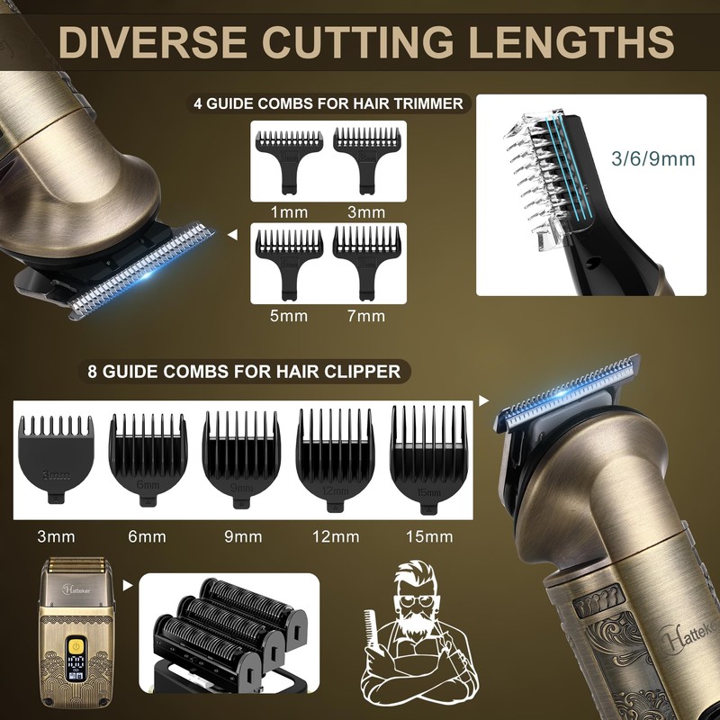 Hatteker Professional Hair Clipper Electric Razor Foil Shavers for Men