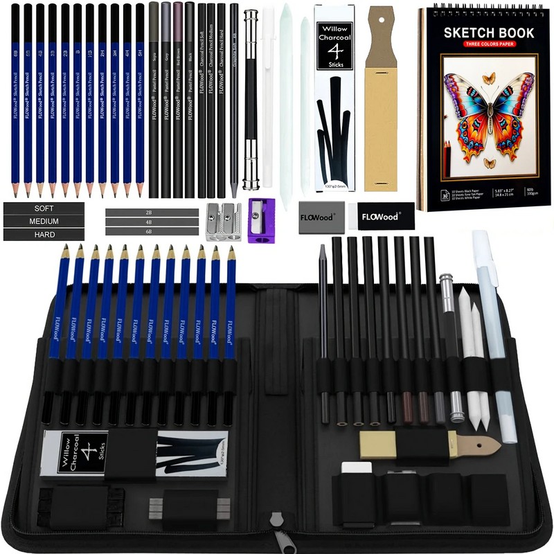 54-Piece Drawing and Sketching Kit for Artists – Complete Pencil