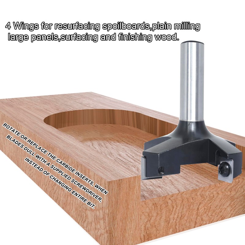 Akylin Slab Flattening Router Bit 1/2 Shank - CNC Spoilboard