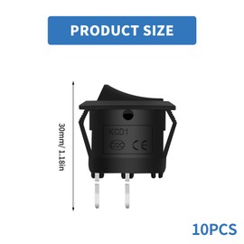 Toggle Switch 12 V Switch, Rocker Switch On/Off Lockable with Self-Locking Mini Switch 2-Pin Round for Installation Motorhome Switch Button Model Making Car Boat Household Appliances (2 Pin 10 Pieces
