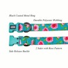 Olahibi Dog Collar and Leash Set, Rose Pattern, Polyester Material,