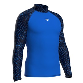 ARENA Men's Vest L/S Allover Rash Guard Shirt, Blue China-navy Multi, M