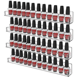 Cq acrylic Nail Polish Shelf for Wall,15 Inch 4 Pack Hanging Clear Nail Polish Wall Organizer Shelves for Nail Salon Wall Essential Oil Shelf,Gel Fingernail Polish Holder and Tattoo Studio Decor Paint