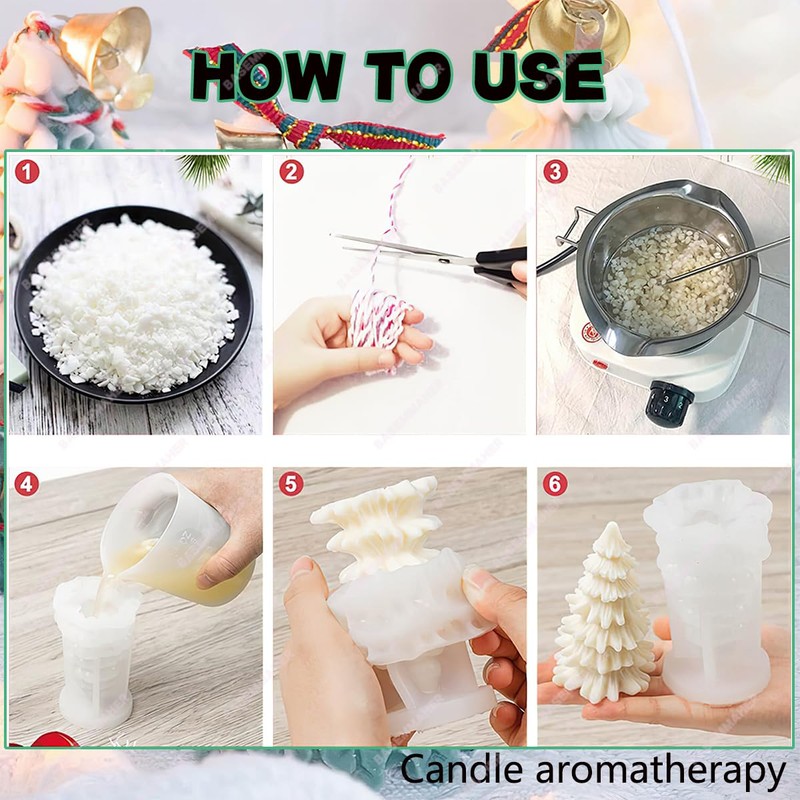 BASEMMAHER Christmas Tree Candle Silicone Mold 3D Epoxy Resin Casting