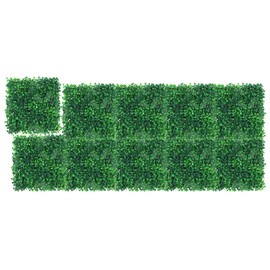 GarveeLife 12PCS 10x10 Artificial Boxwood Panel, Grass Wall Panels 4 Layers Greenery Wall with 100 Zip Ties, Boxwood Hedge Wall Panels for Artificial Green Wall Decor, Garden Wedding Backyard Decor