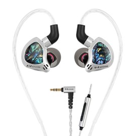 HZSOUND Ginkgo Dual-Driver in Ear Monitor Headphone, HiFi IEMS with PVD-Coated Composite Diaphragm, Piezoelectric Ceramic Driver, Interchangeable Tuning Nozzles, Colorful Resin Shell (3.5mm with mic)