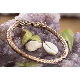 Large Vikings Thordall Bangle Diameter 7.2 cm Dragon Jewellery Viking Bronze, Fabric, without stone