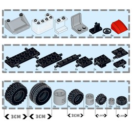 LANMANUO 160PCS Wheels and Axles Sets Car Parts Building Kit with Tires, Windshield, Chassis & Steering Wheel Compatible with Major Brands - Educational Toys for Kids