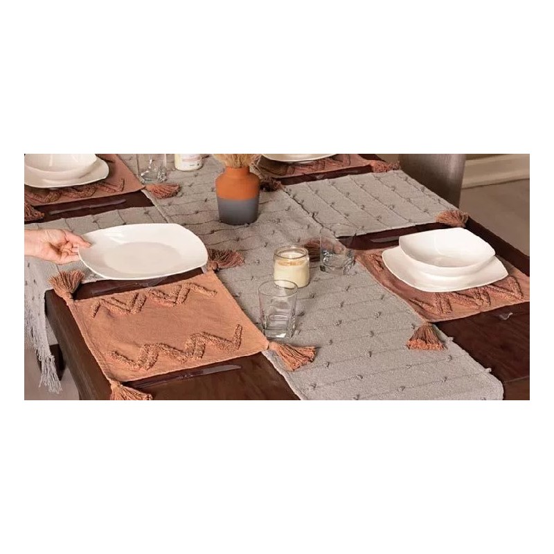 Vianney Jgo. 2 Manteles Individuales Bordados Mumbai Siena Elegantes