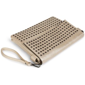 styleBREAKER Clutch mit Nieten, Abendtasche, Schulterriemen, Trageschlaufe, Schultertasche, Damen 02012227, Farbe:Gold