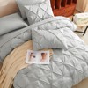 CozyLux Queen Comforter Set Light Grey, 7 Pieces Pintuck Bed