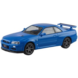 Aoshima Bunka Kyozai 1/32 Easy Plastic Snap Kit No.12-BB Nissan R34 Skyline GT-R Bayside Blue Color Coded Plastic Model (Automotive)