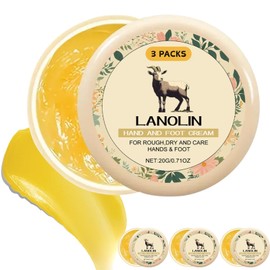 3PCS Natural Lanolin Cream for Hands & Foot,Foot Moisturizer for Dry Cracked Feet/Skin,Lanolin Nipple Cream Lip Balm for Discomfort &Eczema,Skin Barrier Repair Skin Cream Multi-Purpose Soothing Lotion