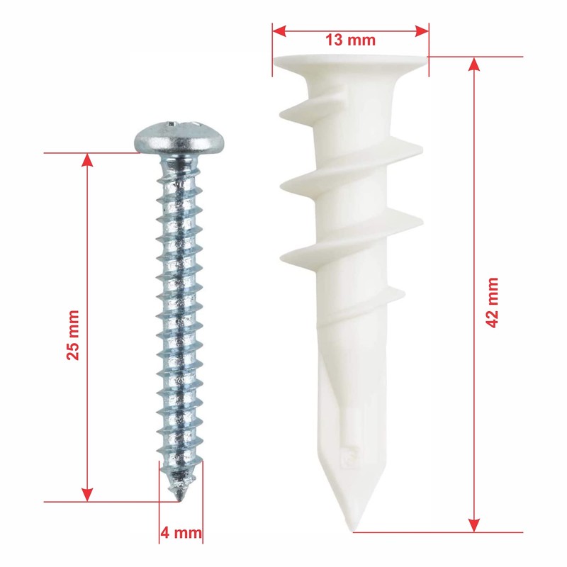 50 Pcs Self Drilling Plastic Drywall Anchors 13x42mm Wall Anchors