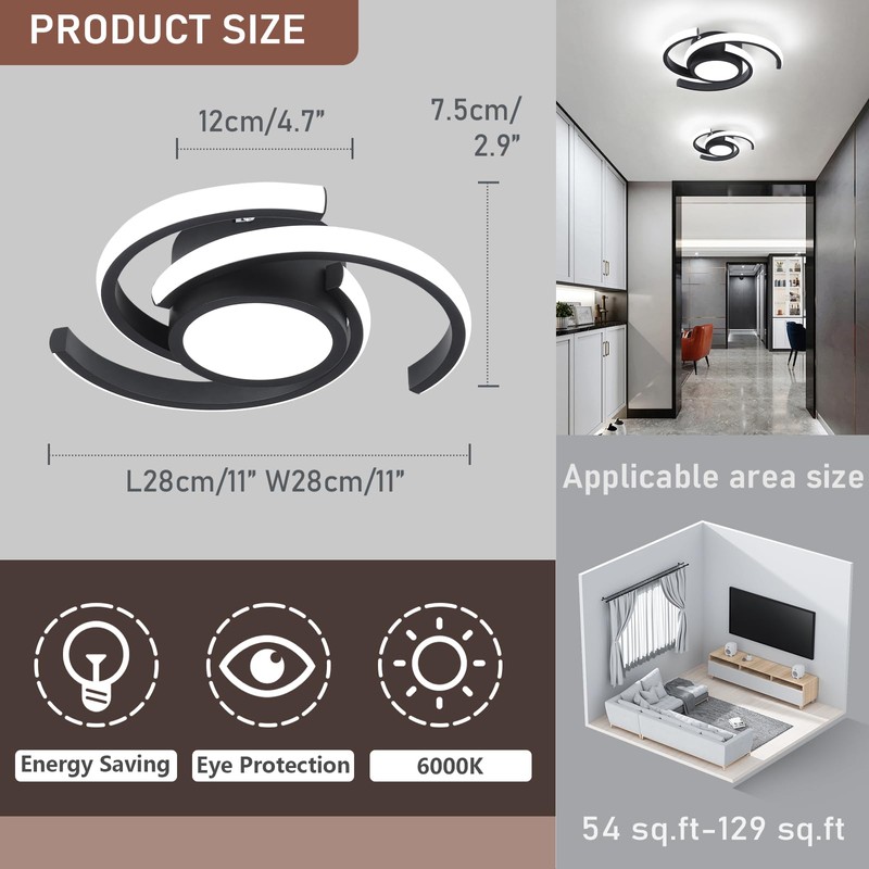 ADISUN LED Modern Ceiling Light,6000K Semi Flush Mount Ceiling Light