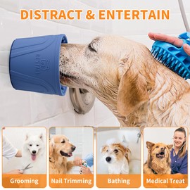 Dog Lick Bowl, Bestalk Anxiety Relief Slow Feeder Dog Lick Mat Treat Dispenser, Non-Slip Dog Licking Bowl Dog Enrichment Toys for Small Medium and Large Breed Dogs, BPA Free Silicone(Dark Blue,S)