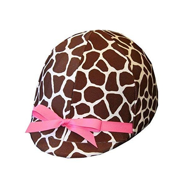 Equestrian Helmet Cover - Giraffe with Pink Ribbon