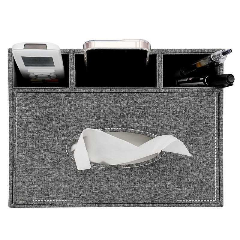 BTSKY Linen Household Office Rectangular Tissue Box with Remote Control