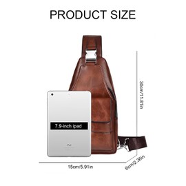 Hnonoxy Sling Bags Chest Bag Men's Shoulder Bags Crossbody Shoulder Bags Crossbody Bags PU Leather Waterproof Casual Chest Bags for Hiking Cycling Camping, dark brown