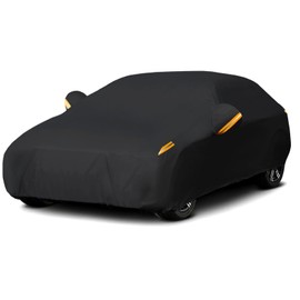 MORNYRAY Waterproof Car Cover All Weather Snowproof UV Protection Windproof Outdoor Full car Cover, Universal Fit for Sedan (Fit Sedan Length 186-193 inch, All Black)