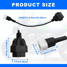 NOTISH - Adaptador de diagnóstico OBD OBD2 de 6 pines para motocicleta, conector de cable de herramienta de diagnóstico OBD de 6 pines a 16 pines compatible con Z900RS/Z800/Z900/Z1000/ZX10R/ZX14R/H2,