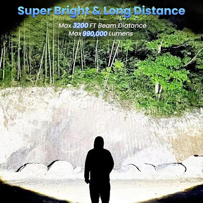 2 Pack Rechargeable LED Flashlights High Lumens, 3000LM Super Bright