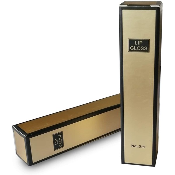 ANZKA 50 Pcs Gold and Black Lip Gloss Packaging Boxes, 4.21x0.9x0.9" Kraft Paper Matte Empty Box, Lipgloss Tube Foldable Wrapping Box, 5ml