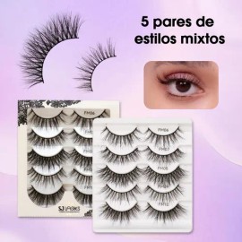 Mezcla De 5 Pares De Pestañas Postizas Esponjosas
